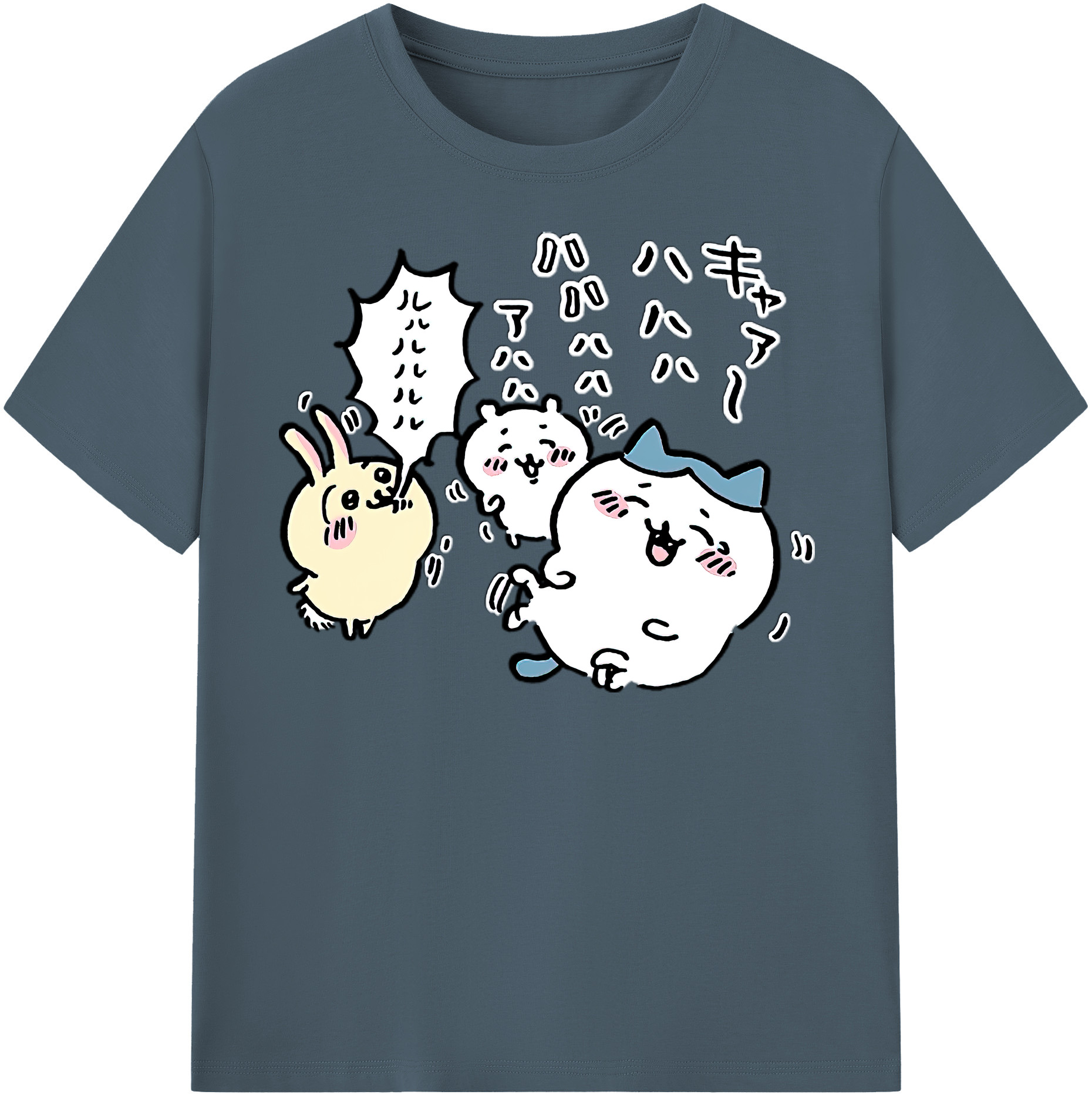 （画像用） ちいかわ うさぎ Chii-kawa usagi 綿100％半袖Tシャツ（フロントプリント）